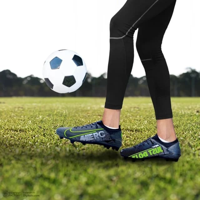 کفش فوتبال استوک بلند نایک Nike مدل مرکوریال چمن مصنوعی مشکی فسفری