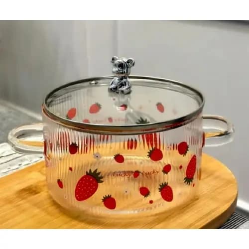 قابلمه پیرکس توت فرنگی  مدل جدید تک و عمده کد F996