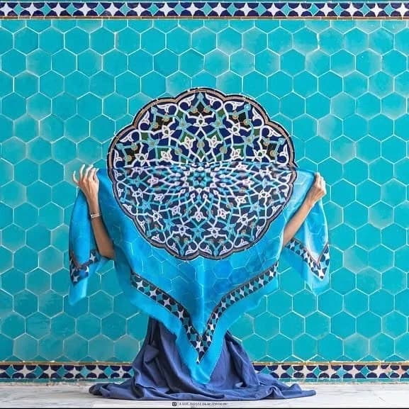 روسری سنتی یزد طرح شمسه مسجد جامع کبیر یزد
