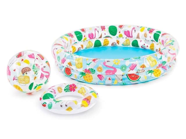 ست استخر بادی همراه با توپ و حلقه بادی کودک طرح فلامینگو اینتکس intex