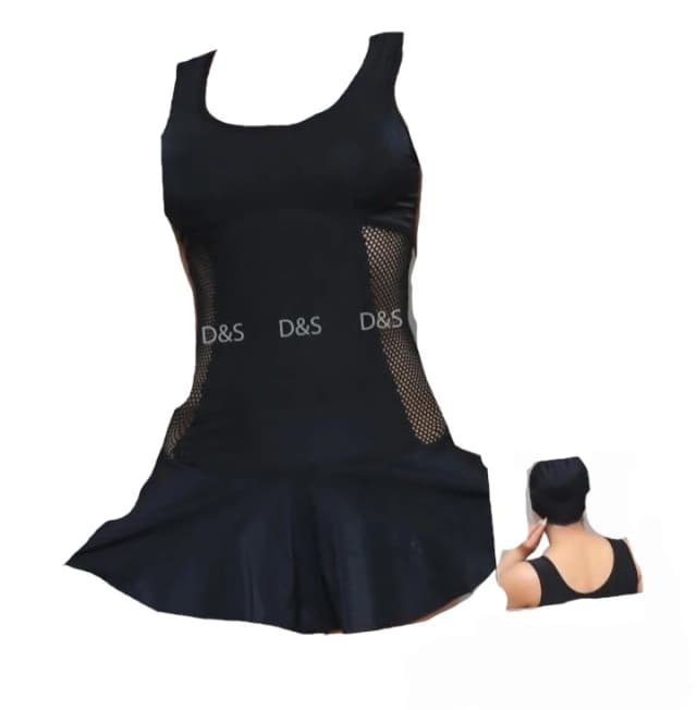 مایو دامنی بغل سوزنی رنگ مشکی سایز ۳۸ تا ۴۴ کاپدار تن خور عالی