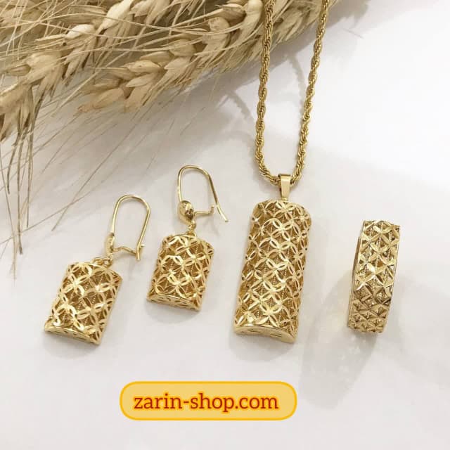 سرویس کامل برنجی زنانه با گردنبند طنابی