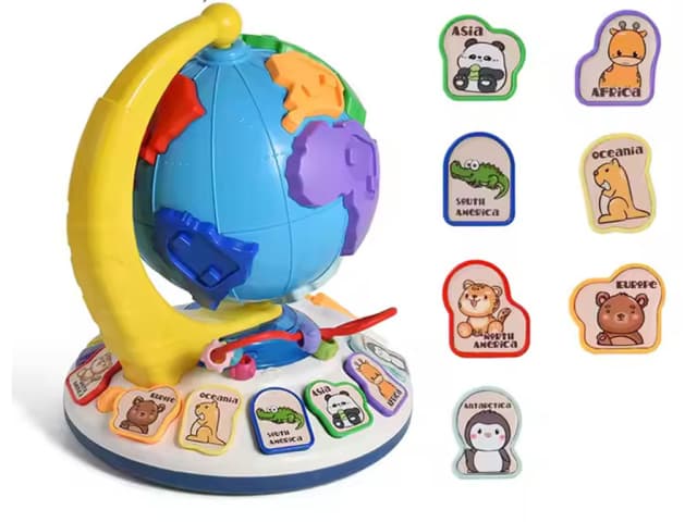 کره زمین موزیکال و چراغ دار با جایگزاری اشکال اسباب بازی Abero