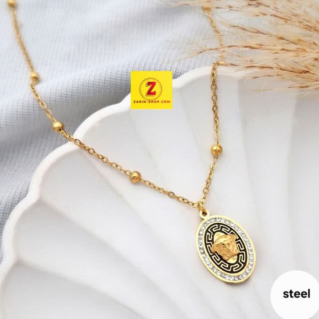 گردنبند استیل طلایی زنانه کد۴۱۰
