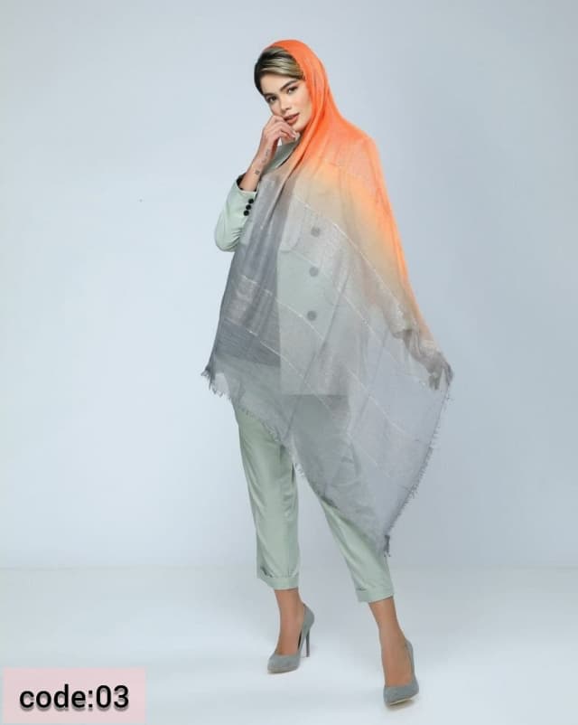 شال نخی لمه دار پولک دوزی03