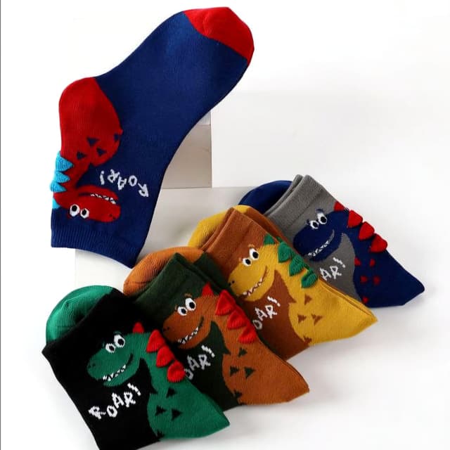 جوراب ساقدار نخی بچه گانه دایناسوری فانتزی مارک