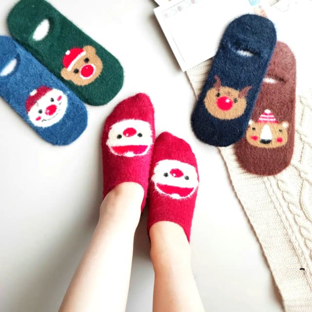 جوراب کالجی موهر زنانه کریسمسی