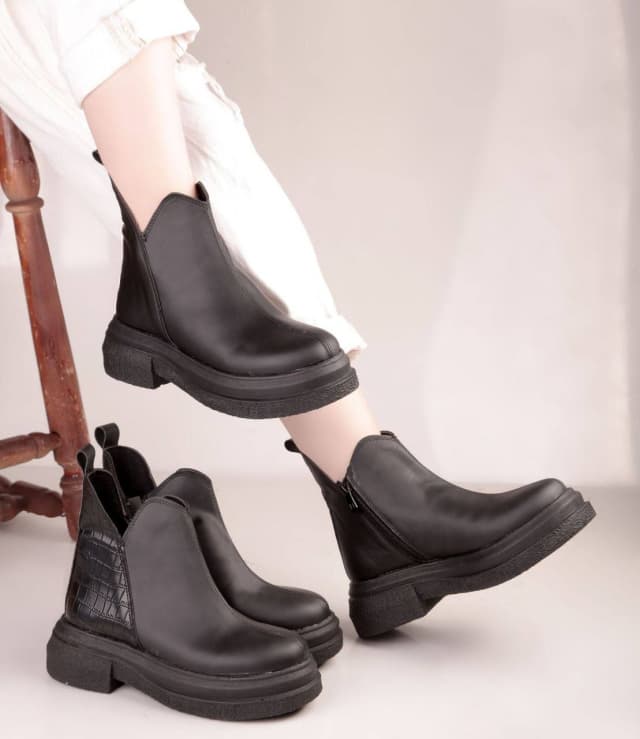 نیم بوت بغل زیپ زنانه ds01593
